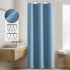 MIULEE Extra Long Waffle Weave Shower Bath Curtain 84 Inch Long with 12 Metal Hooks Modern Washable 260GSM Heavy Fabric Waterproof Thick Cloth Shower Curtains Set for Bathroom Bathtub, White(Moonlight Blue)