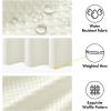 MIULEE Extra Long Waffle Weave Shower Bath Curtain 84 Inch Long with 12 Metal Hooks Modern Washable 260GSM Heavy Fabric Waterproof Thick Cloth Shower Curtains Set for Bathroom Bathtub, White(Ivory)