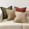 MIULEE Fall Burnt Orange Green Throw Pillow Covers 18×18 Inch 4 Packs Soft Boho Decorative Color-Clash Pillow Cases Modern Farmhouse Cushion Cases for Couch Sofa Bed Corduroy Striped Home Decor(Rust Olive Green)