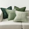 MIULEE Fall Burnt Orange Green Throw Pillow Covers 18×18 Inch 4 Packs Soft Boho Decorative Color-Clash Pillow Cases Modern Farmhouse Cushion Cases for Couch Sofa Bed Corduroy Striped Home Decor(Green)