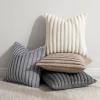 MIULEE Faux Fur Plush Decorative Throw Pillow Covers 18×18 Set of 4, Boho Farmhouse Soft Fuzzy Striped Cushion Covers for Sofa Couch Bed Living Room Vintage Rustic Home Decor,Grey Taupe(Grey Brown)