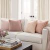 MIULEE Faux Fur Plush Decorative Throw Pillow Covers 18×18 Set of 4, Boho Farmhouse Soft Fuzzy Striped Cushion Covers for Sofa Couch Bed Living Room Vintage Rustic Home Decor,Grey Taupe(Pink)