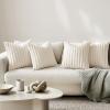 MIULEE Faux Fur Plush Decorative Throw Pillow Covers 18×18 Set of 4, Boho Farmhouse Soft Fuzzy Striped Cushion Covers for Sofa Couch Bed Living Room Vintage Rustic Home Decor,Grey Taupe(Cream White)