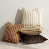 MIULEE Faux Fur Plush Decorative Throw Pillow Covers 18×18 Set of 4, Boho Farmhouse Soft Fuzzy Striped Cushion Covers for Sofa Couch Bed Living Room Vintage Rustic Home Decor,Grey Taupe(Brown)