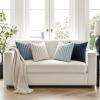 MIULEE Faux Fur Plush Decorative Throw Pillow Covers 18×18 Set of 4, Boho Farmhouse Soft Fuzzy Striped Cushion Covers for Sofa Couch Bed Living Room Vintage Rustic Home Decor,Grey Taupe(Navy Blue)