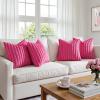 MIULEE Faux Fur Plush Decorative Throw Pillow Covers 18×18 Set of 4, Boho Farmhouse Soft Fuzzy Striped Cushion Covers for Sofa Couch Bed Living Room Vintage Rustic Home Decor,Grey Taupe(Hot Pink)