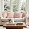 MIULEE Faux Fur Plush Decorative Throw Pillow Covers 18×18 Set of 4, Boho Farmhouse Soft Fuzzy Striped Cushion Covers for Sofa Couch Bed Living Room Vintage Rustic Home Decor,Grey Taupe(Pink)