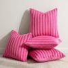 MIULEE Faux Fur Plush Decorative Throw Pillow Covers 18×18 Set of 4, Boho Farmhouse Soft Fuzzy Striped Cushion Covers for Sofa Couch Bed Living Room Vintage Rustic Home Decor,Grey Taupe(Hot Pink)