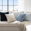 MIULEE Faux Fur Plush Decorative Throw Pillow Covers 18×18 Set of 4, Boho Farmhouse Soft Fuzzy Striped Cushion Covers for Sofa Couch Bed Living Room Vintage Rustic Home Decor,Grey Taupe(Navy Blue)