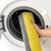 MIULEE Fluffy Bathroom Rugs Bath Mats Rugs Microfiber Striped Shower Rug Absorbent, Soft and Plush Machine Washable Non Slip Carpet Quick Dry for Bathroom Floor Tub, 16×24 Inch, Yellow-Grey(Yellow-grey)