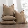 MIULEE Green and White Pillow Covers Pack of 4 Christmas Decorative Natural Solid Throw Pillow Covers Soft Accent Boho Farmhouse Couch Pillowcases Modern Decor for Living Room Bed Sofa 18×18 Inch(Khaki)