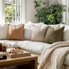 MIULEE Green and White Pillow Covers Pack of 4 Christmas Decorative Natural Solid Throw Pillow Covers Soft Accent Boho Farmhouse Couch Pillowcases Modern Decor for Living Room Bed Sofa 18×18 Inch(Brown)