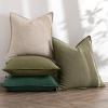 MIULEE Green and White Pillow Covers Pack of 4 Christmas Decorative Natural Solid Throw Pillow Covers Soft Accent Boho Farmhouse Couch Pillowcases Modern Decor for Living Room Bed Sofa 18×18 Inch(Neutral Green)