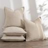 MIULEE Green and White Pillow Covers Pack of 4 Christmas Decorative Natural Solid Throw Pillow Covers Soft Accent Boho Farmhouse Couch Pillowcases Modern Decor for Living Room Bed Sofa 18×18 Inch(Beige)