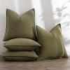 MIULEE Green and White Pillow Covers Pack of 4 Christmas Decorative Natural Solid Throw Pillow Covers Soft Accent Boho Farmhouse Couch Pillowcases Modern Decor for Living Room Bed Sofa 18×18 Inch(Olive Green)