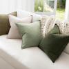 MIULEE Green and White Pillow Covers Pack of 4 Christmas Decorative Natural Solid Throw Pillow Covers Soft Accent Boho Farmhouse Couch Pillowcases Modern Decor for Living Room Bed Sofa 18×18 Inch(Green and White)
