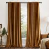 MIULEE Hot Pink Velvet Curtains 84 inches 2 Panels – Luxury Room Darkening Window Drapes for Bedroom Living Room Thermal Insulated Super Soft Blackout, Back Tab Rod Pocket Pinch Pleated, W52 x L84(Golden Brown)