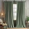 MIULEE Hot Pink Velvet Curtains 84 inches 2 Panels – Luxury Room Darkening Window Drapes for Bedroom Living Room Thermal Insulated Super Soft Blackout, Back Tab Rod Pocket Pinch Pleated, W52 x L84(Sage Green)
