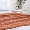 MIULEE Knitted Throw Blanket for Couch Textured Orange Knit Blanket with Tassels Cozy Woven Boho Caramel Fall Autumn Bed Blanket for Sofa Bed Chair Diamond Pattern 50×60 Inches