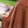 MIULEE Knitted Throw Blanket for Couch Textured Orange Knit Blanket with Tassels Cozy Woven Boho Caramel Fall Autumn Bed Blanket for Sofa Bed Chair Diamond Pattern 50×60 Inches