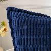 MIULEE Light Grey Corduroy Decorative Throw Pillow Covers Pack of 2 Soft Striped Pillows Pillowcases with Broad Edge Winter Modern Boho Home Decor for Couch Sofa Bed 18×18 Inch(Dark Blue)