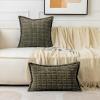 MIULEE Light Grey Corduroy Decorative Throw Pillow Covers Pack of 2 Soft Striped Pillows Pillowcases with Broad Edge Winter Modern Boho Home Decor for Couch Sofa Bed 18×18 Inch(Olive Green)