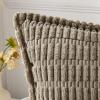 MIULEE Light Grey Corduroy Decorative Throw Pillow Covers Pack of 2 Soft Striped Pillows Pillowcases with Broad Edge Winter Modern Boho Home Decor for Couch Sofa Bed 18×18 Inch(Light Brown)