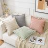 MIULEE Light Grey Corduroy Decorative Throw Pillow Covers Pack of 2 Soft Striped Pillows Pillowcases with Broad Edge Winter Modern Boho Home Decor for Couch Sofa Bed 18×18 Inch(Cream White)