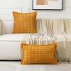 MIULEE Light Grey Corduroy Decorative Throw Pillow Covers Pack of 2 Soft Striped Pillows Pillowcases with Broad Edge Winter Modern Boho Home Decor for Couch Sofa Bed 18×18 Inch(Gold Yellow)