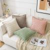 MIULEE Light Grey Corduroy Decorative Throw Pillow Covers Pack of 2 Soft Striped Pillows Pillowcases with Broad Edge Winter Modern Boho Home Decor for Couch Sofa Bed 18×18 Inch(Sage Green)