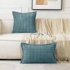 MIULEE Light Grey Corduroy Decorative Throw Pillow Covers Pack of 2 Soft Striped Pillows Pillowcases with Broad Edge Winter Modern Boho Home Decor for Couch Sofa Bed 18×18 Inch(Blue Gray)