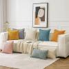 MIULEE Light Grey Corduroy Decorative Throw Pillow Covers Pack of 2 Soft Striped Pillows Pillowcases with Broad Edge Winter Modern Boho Home Decor for Couch Sofa Bed 18×18 Inch(Blue Gray)