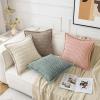 MIULEE Light Grey Corduroy Decorative Throw Pillow Covers Pack of 2 Soft Striped Pillows Pillowcases with Broad Edge Winter Modern Boho Home Decor for Couch Sofa Bed 18×18 Inch(Greyish Green)
