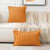 MIULEE Light Grey Corduroy Decorative Throw Pillow Covers Pack of 2 Soft Striped Pillows Pillowcases with Broad Edge Winter Modern Boho Home Decor for Couch Sofa Bed 18×18 Inch(Burnt Orange)