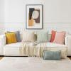 MIULEE Light Grey Corduroy Decorative Throw Pillow Covers Pack of 2 Soft Striped Pillows Pillowcases with Broad Edge Winter Modern Boho Home Decor for Couch Sofa Bed 18×18 Inch(Mustard Yellow)