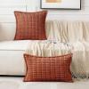 MIULEE Light Grey Corduroy Decorative Throw Pillow Covers Pack of 2 Soft Striped Pillows Pillowcases with Broad Edge Winter Modern Boho Home Decor for Couch Sofa Bed 18×18 Inch(Rust)