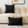 MIULEE Light Grey Corduroy Decorative Throw Pillow Covers Pack of 2 Soft Striped Pillows Pillowcases with Broad Edge Winter Modern Boho Home Decor for Couch Sofa Bed 18×18 Inch(Black)