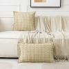 MIULEE Light Grey Corduroy Decorative Throw Pillow Covers Pack of 2 Soft Striped Pillows Pillowcases with Broad Edge Winter Modern Boho Home Decor for Couch Sofa Bed 18×18 Inch(Beige)