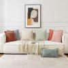 MIULEE Light Grey Corduroy Decorative Throw Pillow Covers Pack of 2 Soft Striped Pillows Pillowcases with Broad Edge Winter Modern Boho Home Decor for Couch Sofa Bed 18×18 Inch(Rust)