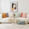 MIULEE Light Grey Corduroy Decorative Throw Pillow Covers Pack of 2 Soft Striped Pillows Pillowcases with Broad Edge Winter Modern Boho Home Decor for Couch Sofa Bed 18×18 Inch(Burnt Orange)