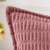 MIULEE Light Grey Corduroy Decorative Throw Pillow Covers Pack of 2 Soft Striped Pillows Pillowcases with Broad Edge Winter Modern Boho Home Decor for Couch Sofa Bed 18×18 Inch(Cranberry Red)