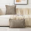 MIULEE Light Grey Corduroy Decorative Throw Pillow Covers Pack of 2 Soft Striped Pillows Pillowcases with Broad Edge Winter Modern Boho Home Decor for Couch Sofa Bed 18×18 Inch(Light Brown)