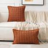 MIULEE Light Grey Corduroy Decorative Throw Pillow Covers Pack of 2 Soft Striped Pillows Pillowcases with Broad Edge Winter Modern Boho Home Decor for Couch Sofa Bed 18×18 Inch(Dark Rust)