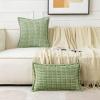 MIULEE Light Grey Corduroy Decorative Throw Pillow Covers Pack of 2 Soft Striped Pillows Pillowcases with Broad Edge Winter Modern Boho Home Decor for Couch Sofa Bed 18×18 Inch(Sage Green)