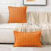 MIULEE Light Grey Corduroy Decorative Throw Pillow Covers Pack of 2 Soft Striped Pillows Pillowcases with Broad Edge Winter Modern Boho Home Decor for Couch Sofa Bed 18×18 Inch(Orange)