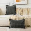 MIULEE Light Grey Corduroy Decorative Throw Pillow Covers Pack of 2 Soft Striped Pillows Pillowcases with Broad Edge Winter Modern Boho Home Decor for Couch Sofa Bed 18×18 Inch(Dark Grey)