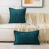 MIULEE Light Grey Corduroy Decorative Throw Pillow Covers Pack of 2 Soft Striped Pillows Pillowcases with Broad Edge Winter Modern Boho Home Decor for Couch Sofa Bed 18×18 Inch(Teal)
