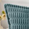 MIULEE Light Grey Corduroy Decorative Throw Pillow Covers Pack of 2 Soft Striped Pillows Pillowcases with Broad Edge Winter Modern Boho Home Decor for Couch Sofa Bed 18×18 Inch(Blue Gray)