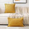 MIULEE Light Grey Corduroy Decorative Throw Pillow Covers Pack of 2 Soft Striped Pillows Pillowcases with Broad Edge Winter Modern Boho Home Decor for Couch Sofa Bed 18×18 Inch(Mustard Yellow)