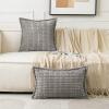 MIULEE Light Grey Corduroy Decorative Throw Pillow Covers Pack of 2 Soft Striped Pillows Pillowcases with Broad Edge Winter Modern Boho Home Decor for Couch Sofa Bed 18×18 Inch(Light Grey)